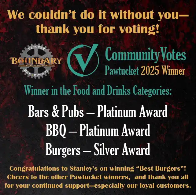 Boundary Kitchen & Bar is Community Votes Pawtucket 2025 Winner
